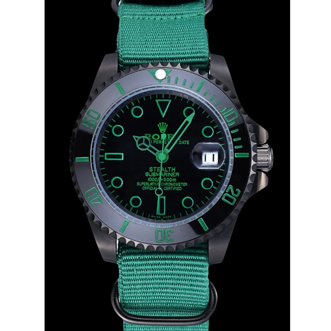 Aaa replica Nylon 622009 Submariner Strap Stealth Green Rolex 1029